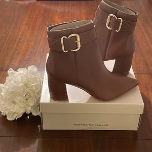 Marc Fisher Rymona Brown Leather Bootie